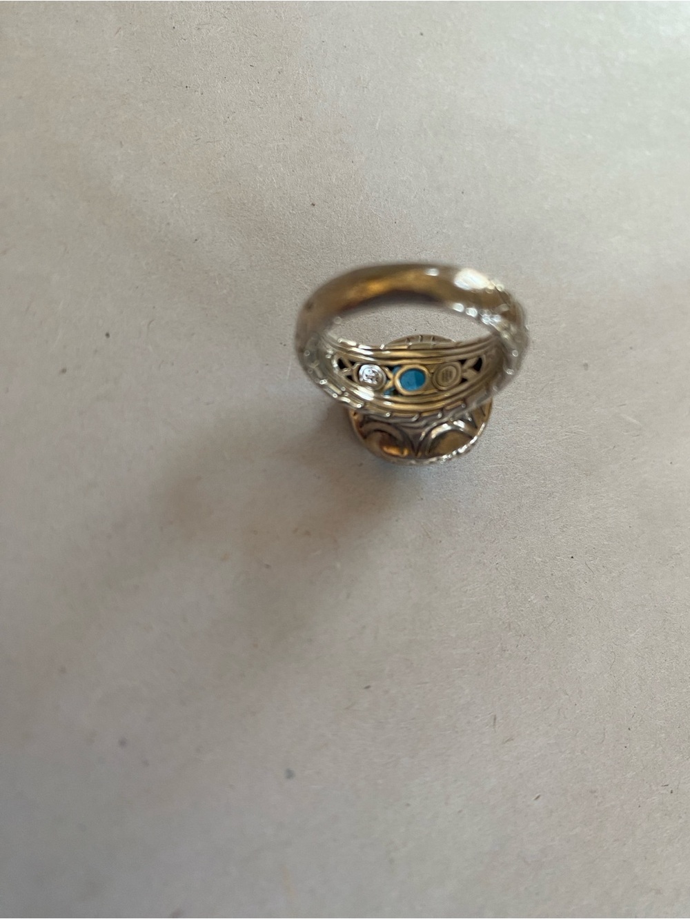 John Hardy Blue Topaz Cushion Gemstone Ring in Sterling Silver - Picture 8 of 11